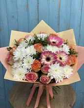 Букет цветов из:  Розы, Герберы и Хризантемы #REPLACE_PRED# Гарболово