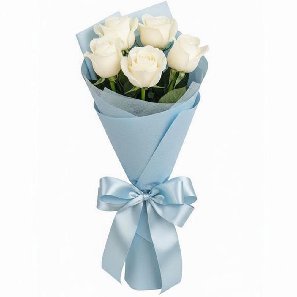 Букет 5 Белых роз Проуд в Гарболово