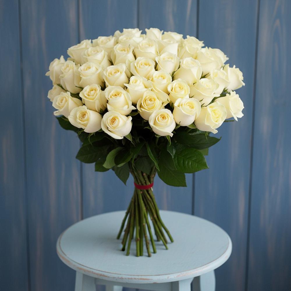 Букет 51 Белая роза Эдлесс Лав в Гарболово
