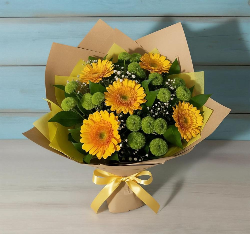 Букет цветов из: Герберы и Хризантемы в Гарболово