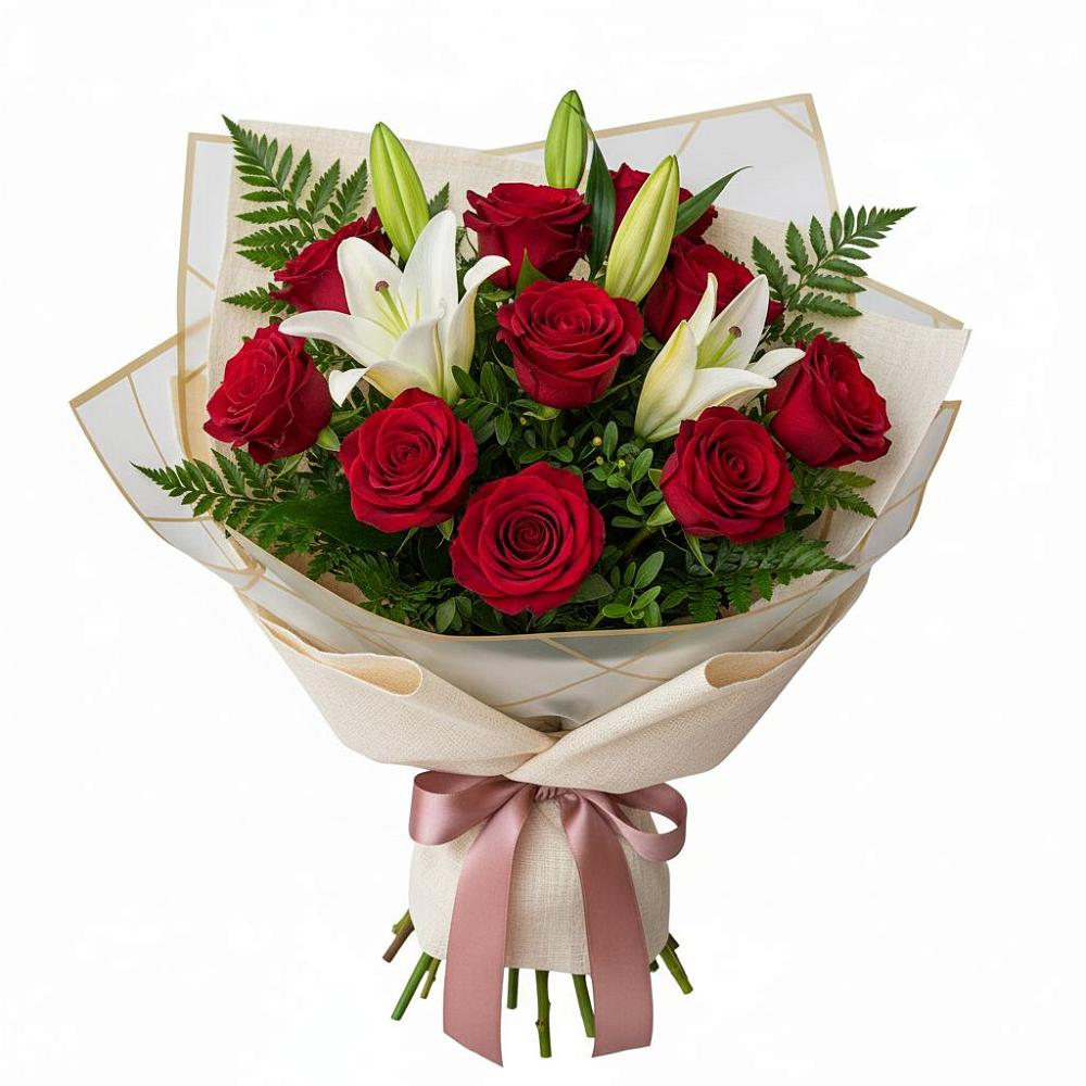 Букет цветов из: Лилии и Розы в Гарболово