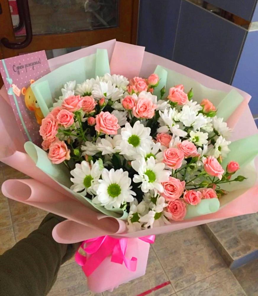 Букет цветов из: Розы и Хризантемы в Гарболово