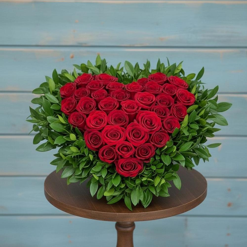 Цветочная композиция из Розы в виде сердца в Гарболово