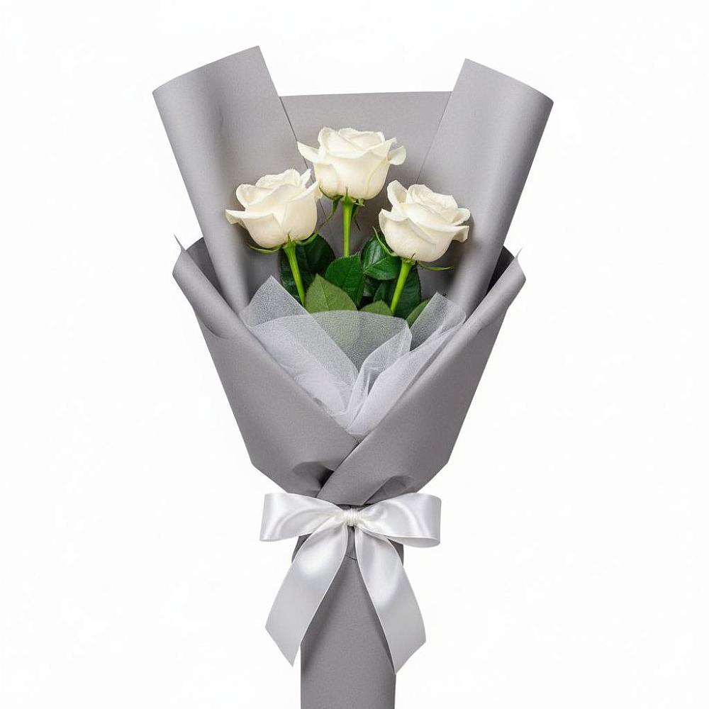 Букет 3 белые розы в Гарболово
