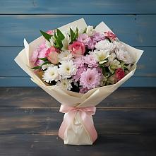 Букет цветов из:  Хризантемы, Альстромерии и Розы в Гарболово