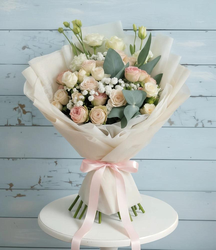 Букет цветов из: Розы и Лизиантусы в Гарболово