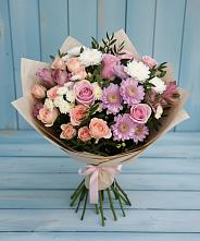 Букет цветов из:  Хризантемы, Розы и Альстромерии #REPLACE_PRED# Гарболово